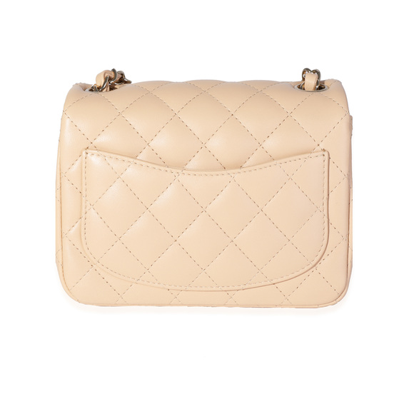Chanel Beige Quilted Lambskin Mini Square Classic Flap Bag - Picture 3 of 7